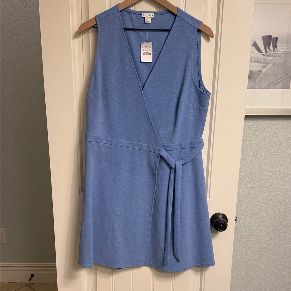 J Crew Factory Sky Blue Wrap Mini Dress